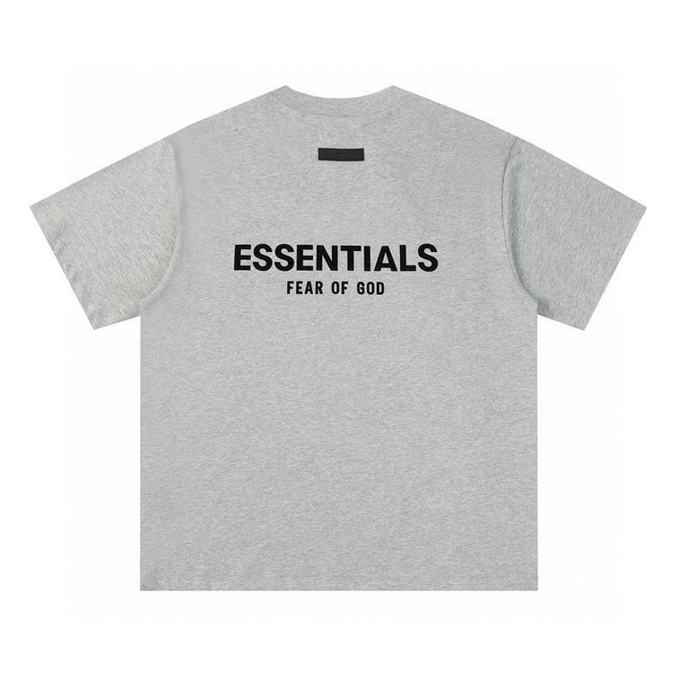 FEAR OF GOD ESSENTIALS Tshirt with Logo in dark gray color featuring minimalist design and modern styling.