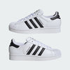 Adidas Superstar II Sneaker white side view with black stripes and rubber shell toe at Volonka.