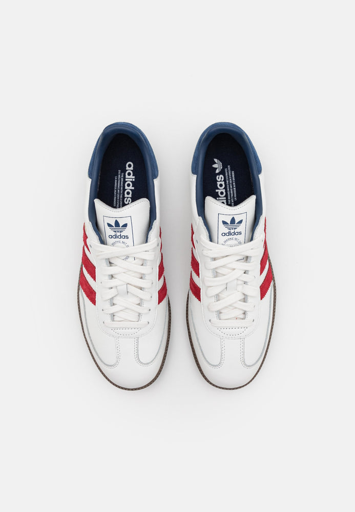 Adidas Samba OG White Red Indigo showing classic design and color combination at Volonka.