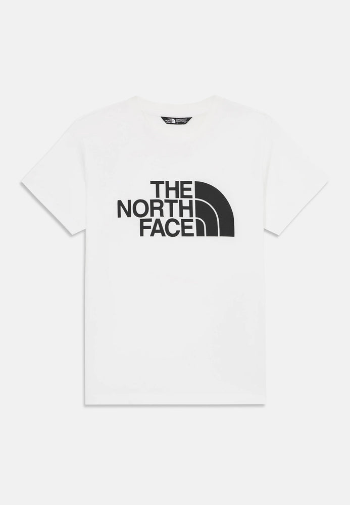 White t-shirt with The North Face logo on a white background