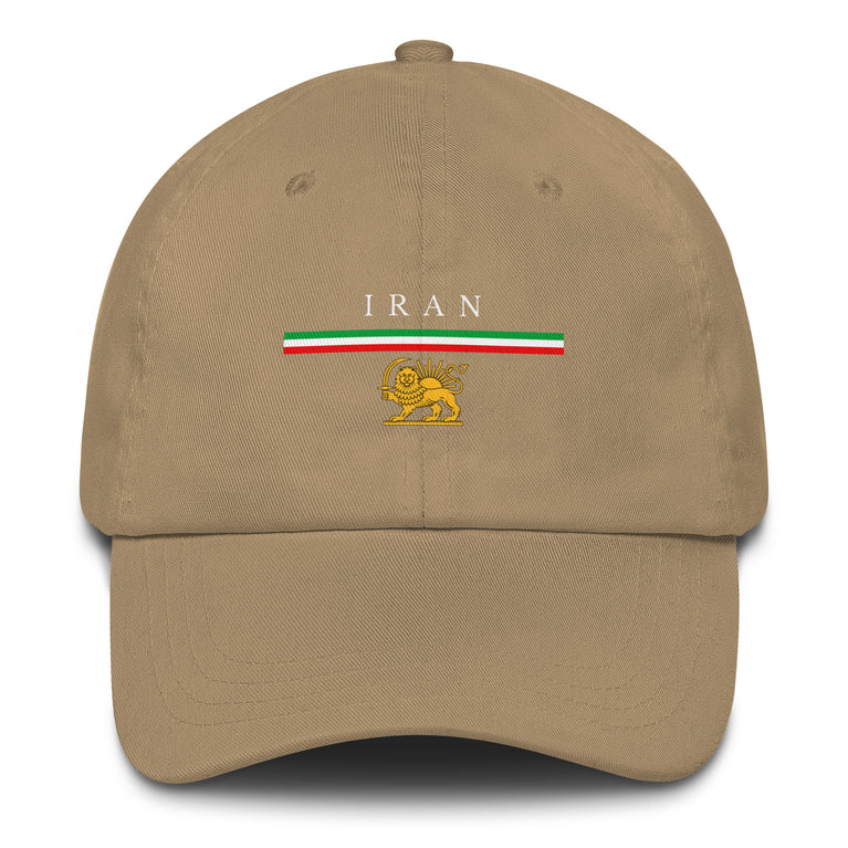 Iran Shiro Khorshid Unisex Hat in Beige with emblem and text, symbolizing cultural pride and style.
