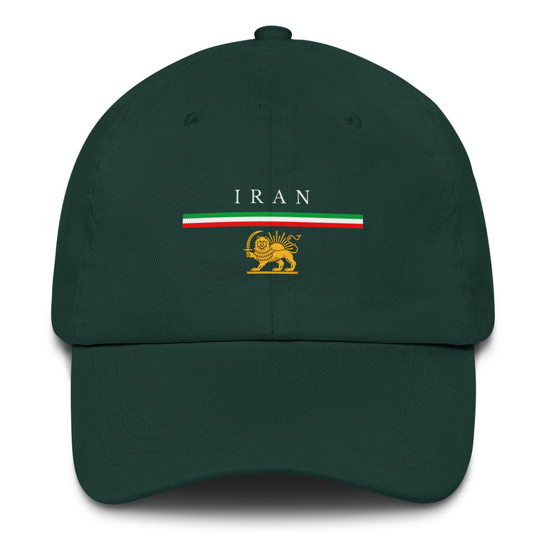 Iran Shiro Khorshid Unisex Hat in Green with emblem and text, symbolizing cultural pride and style.