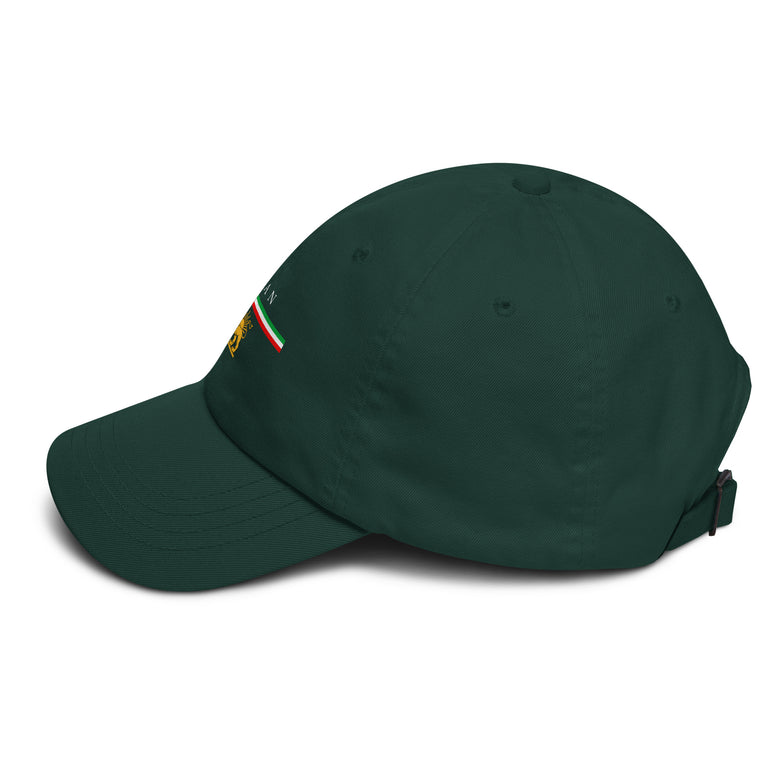 Iran Shiro Khorshid Unisex Hat in Green with emblem and text, symbolizing cultural pride and style.