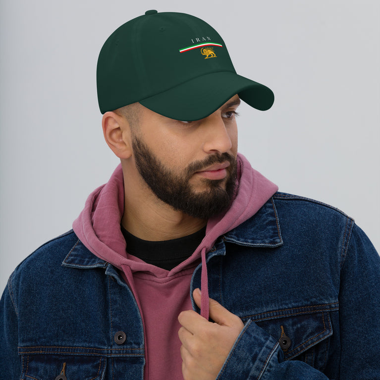 Iran Shiro Khorshid Unisex Hat in Green with emblem and text, symbolizing cultural pride and style.