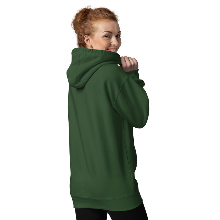 Make Iran Great Again Unisex Hoodie featuring a lion emblem and vibrant colors on a Green.