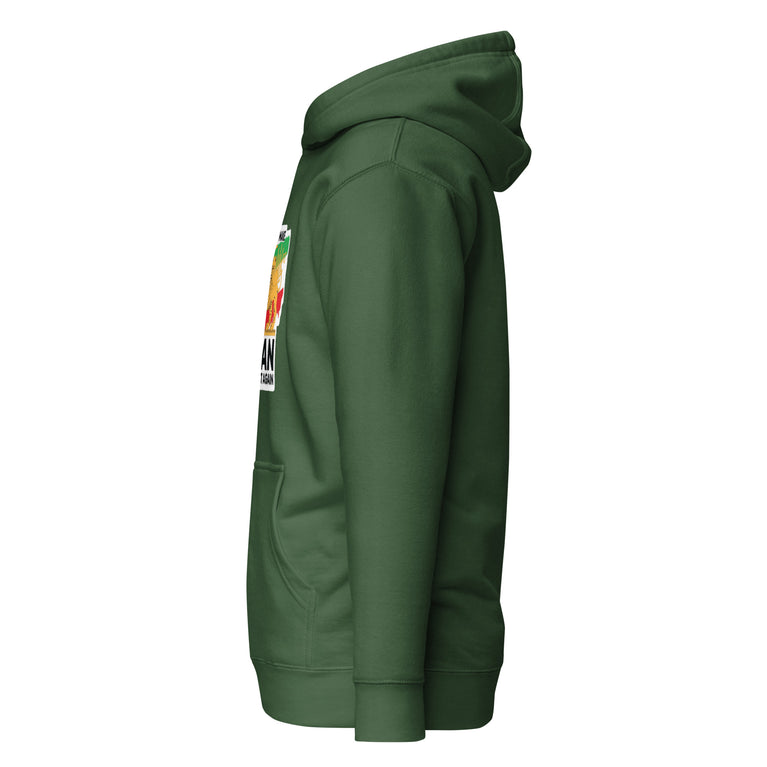 Make Iran Great Again Unisex Hoodie featuring a lion emblem and vibrant colors on a Green.