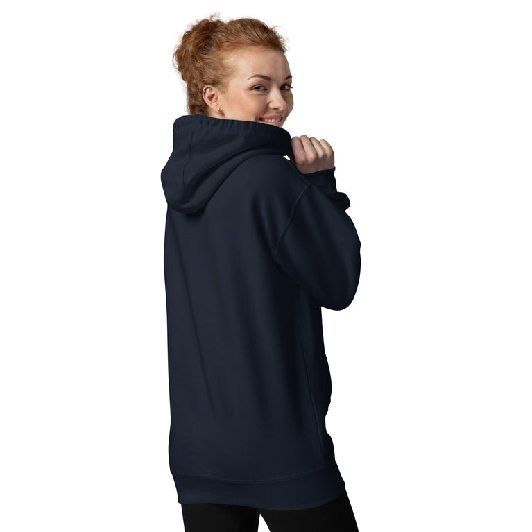 Make Iran Great Again Unisex Hoodie featuring a lion emblem and vibrant colors on a navy.