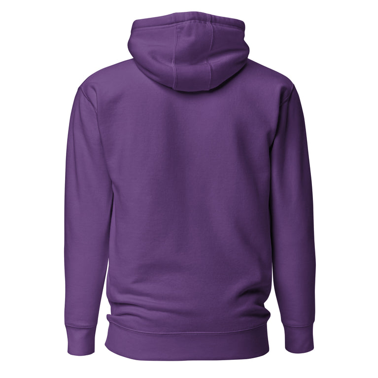 Make Iran Great Again Unisex Hoodie featuring a lion emblem and vibrant colors on a Purple.