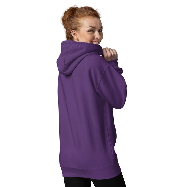 Make Iran Great Again Unisex Hoodie featuring a lion emblem and vibrant colors on a Purple.