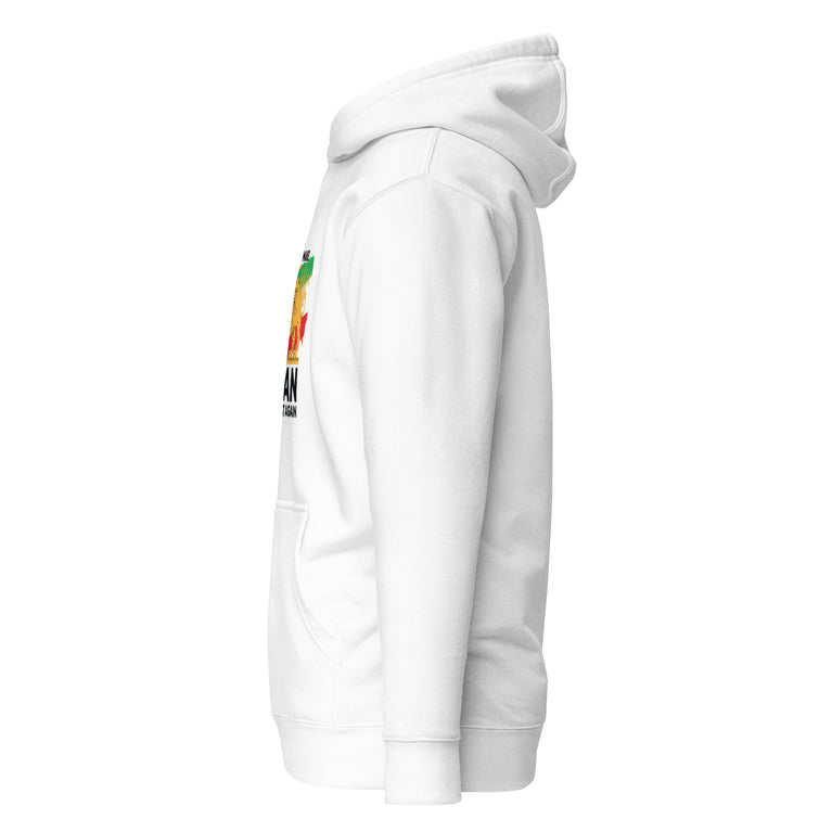 Make Iran Great Again Unisex Hoodie featuring a lion emblem and vibrant colors on a White.