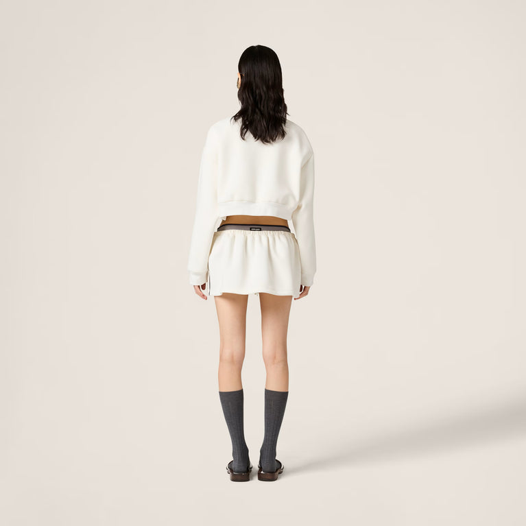 Miu Miu Set aus weißer, kurzer Jacke und bauschigem Rock
