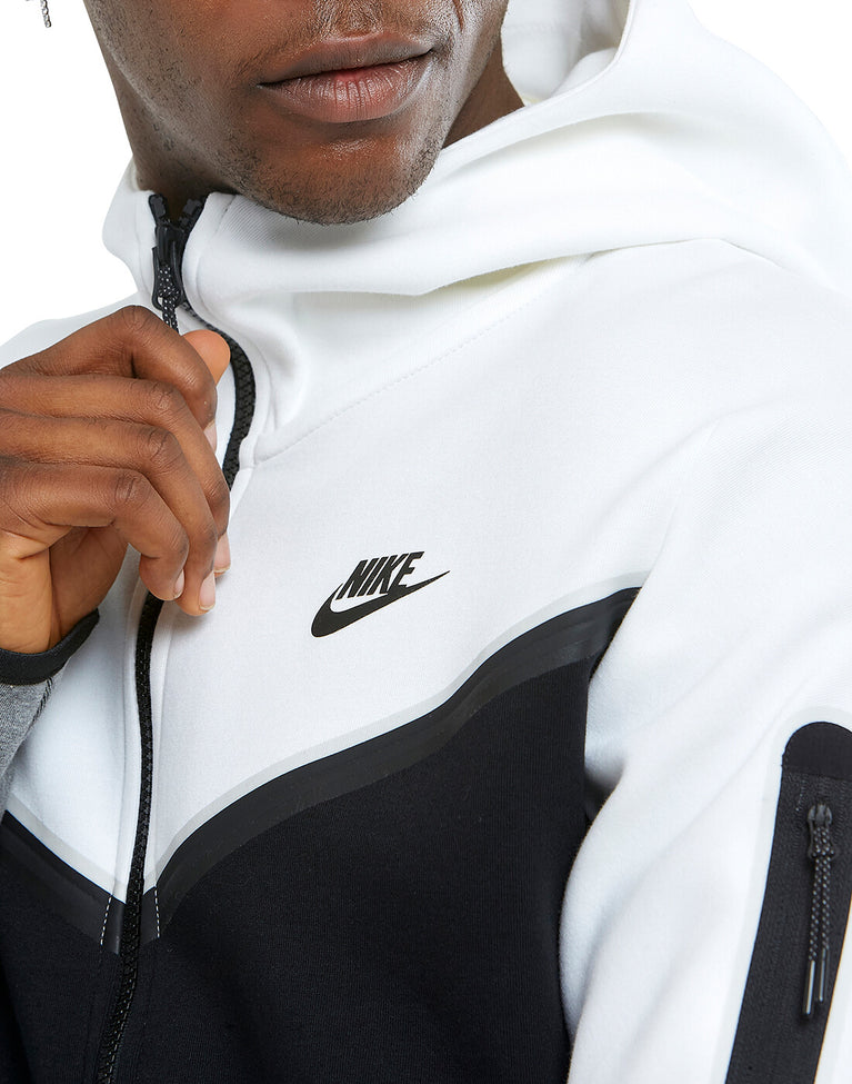 Nike Sportswear Tech Fleece Hoodie & Joggers Set White Gray displayed on a light background.