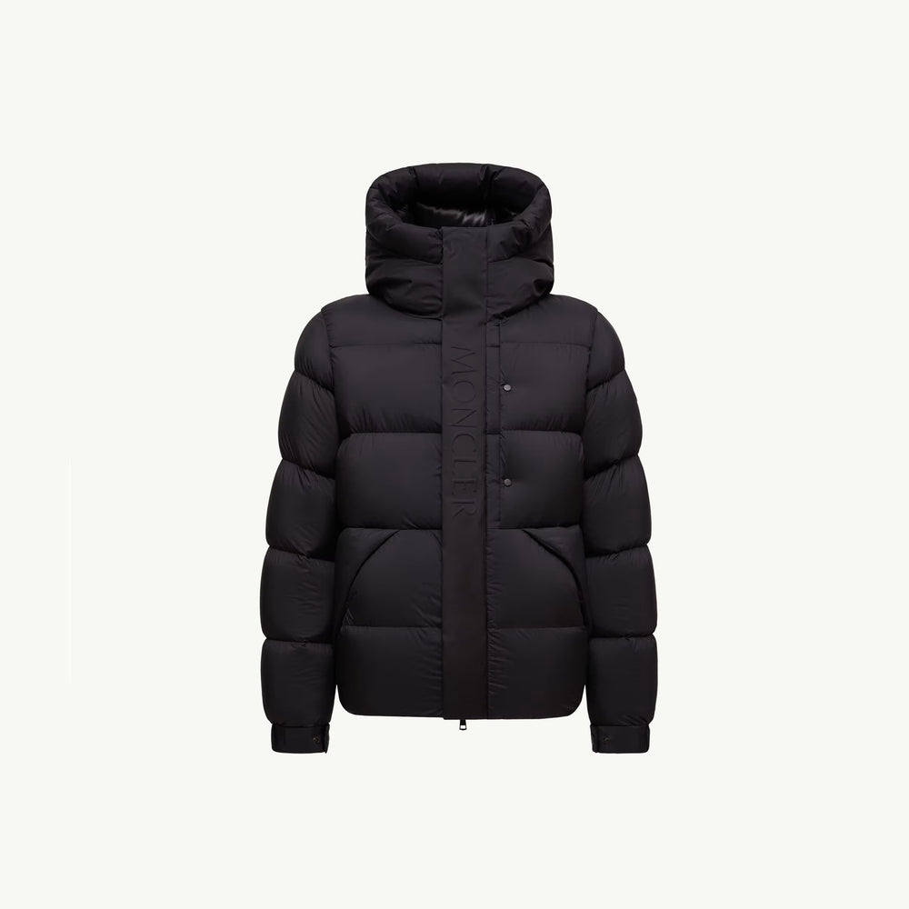 Moncler madeira Black puffer jacket on a white background
