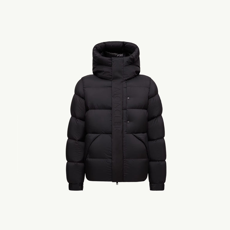 Moncler madeira Black puffer jacket on a white background
