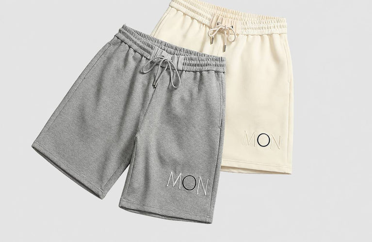 Moncler Jogging Unisex Cotton Shorts in white and grey at volonka.