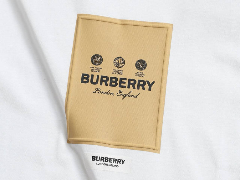 Burberry Cotton Label Oversize Tshirt displayed with a classic white design and prominent logo.