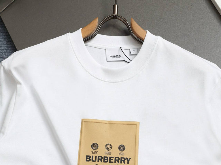 Burberry Cotton Label Oversize Tshirt displayed with a classic white design and prominent logo.