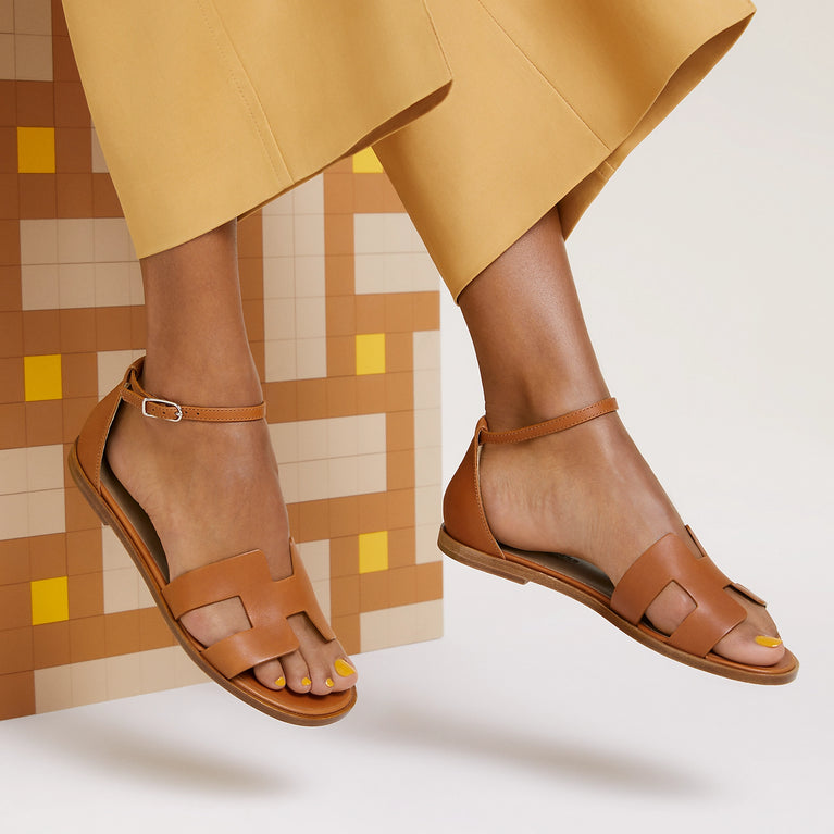 Hermes Damen-Sandalen Santorini, elegant, aus Leder, für den Sommer