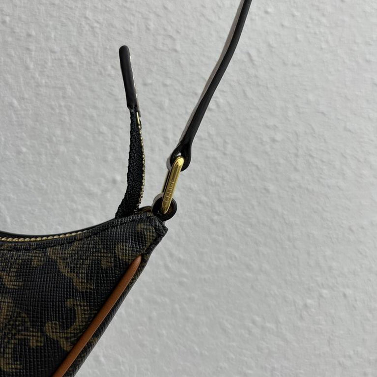 Celine Ava Triomphe Calfskin Leather & Denim Handbag