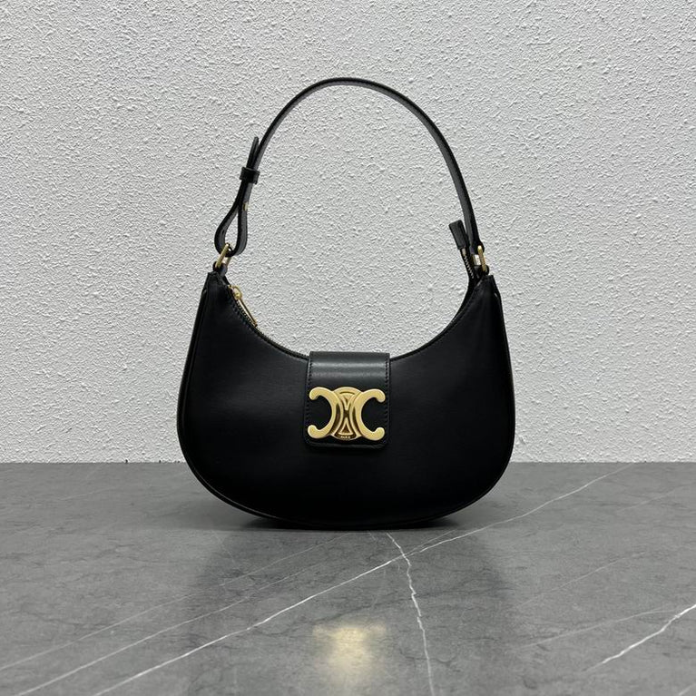 Celine Ava Triomphe Calfskin Leather & Denim Handbag