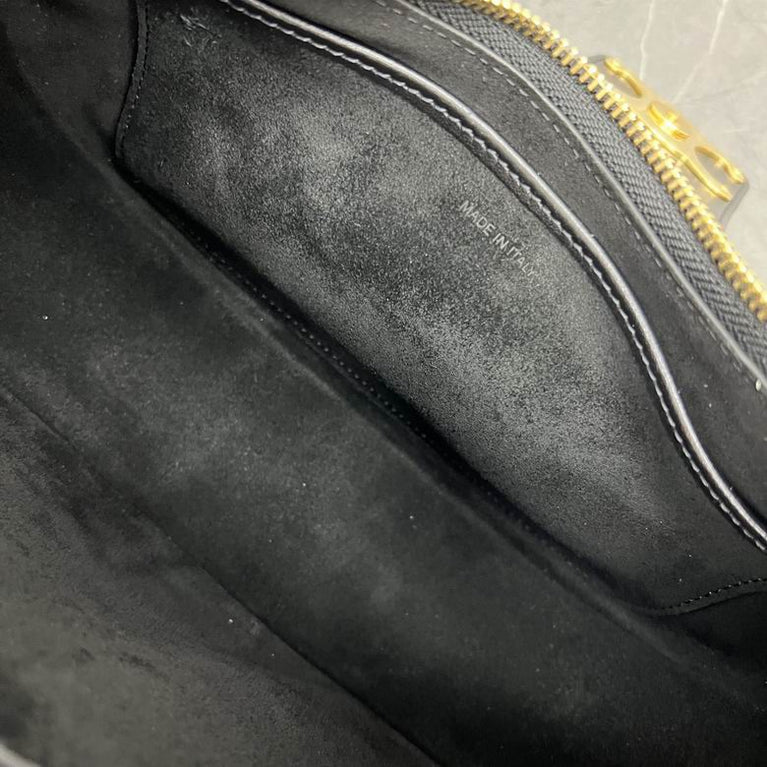 Celine Ava Triomphe Calfskin Leather & Denim Handbag