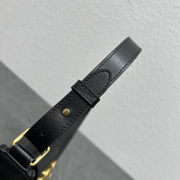 Celine Ava Triomphe Calfskin Leather & Denim Handbag