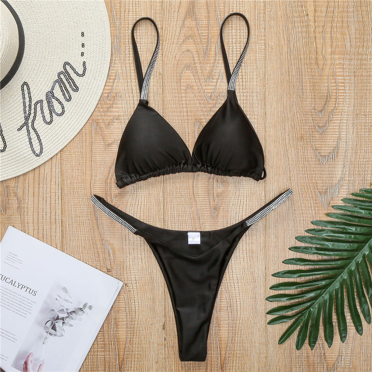 Diamond-Encrusted Triangle Bikini Set