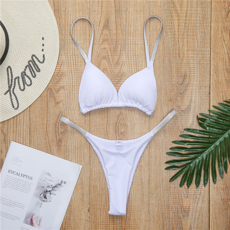 Diamond-Encrusted Triangle Bikini Set