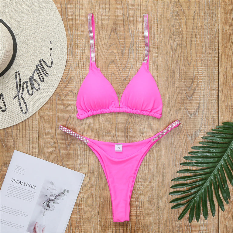 Diamond-Encrusted Triangle Bikini Set