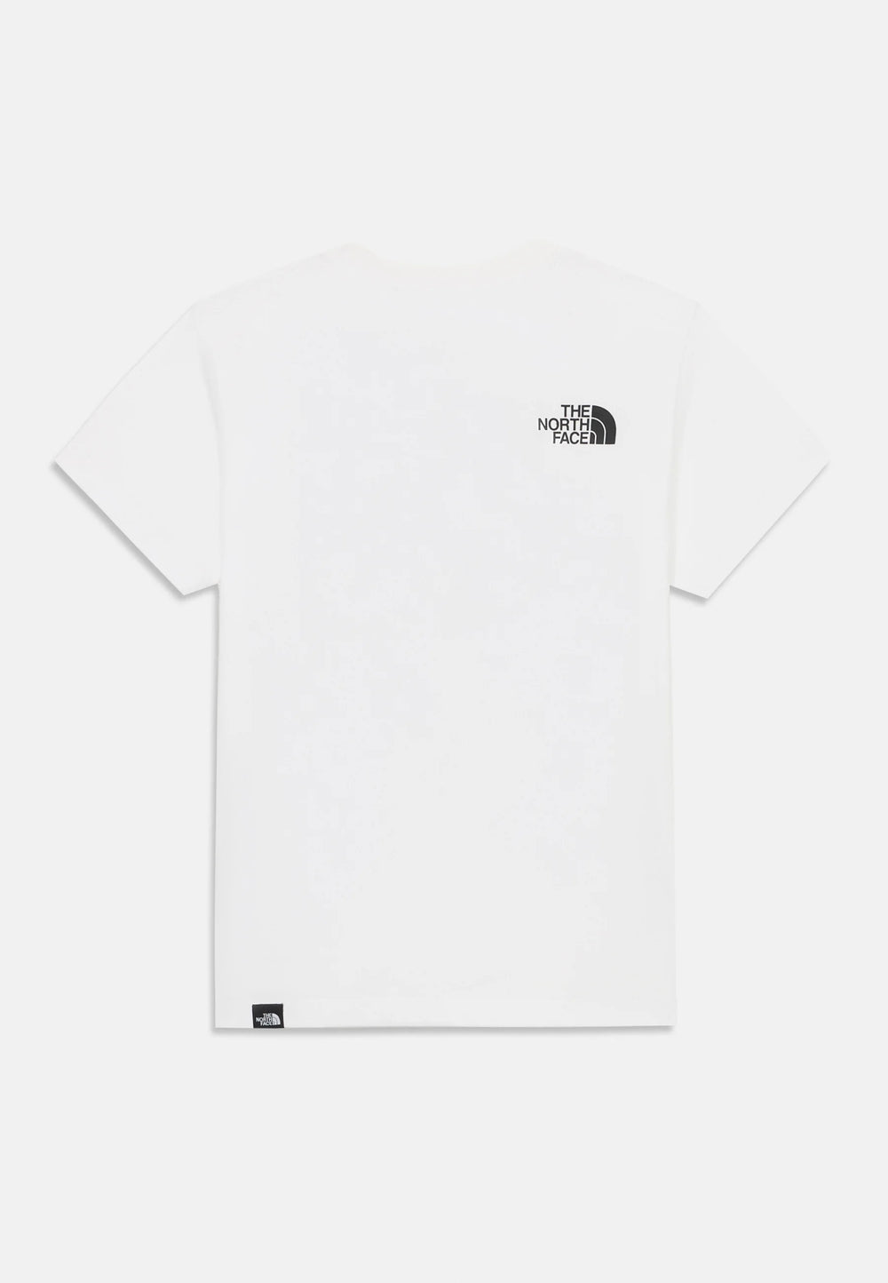 White t-shirt with The North Face logo on a white background