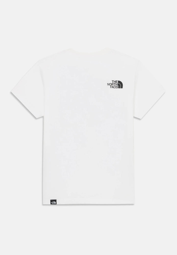 White t-shirt with The North Face logo on a white background