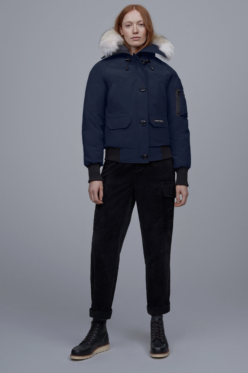 Canada Goose navy Chilliwack Bomber Women's Winter Hooded Jacket