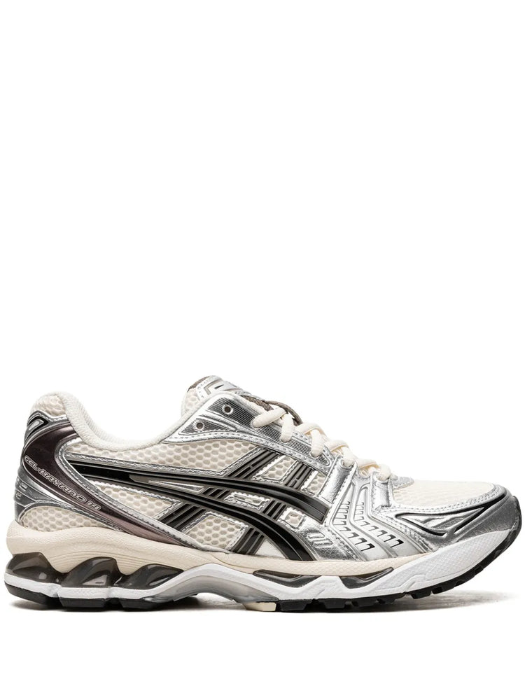 Asics Gel Kayano 14 Unisex White Midnight Sneaker White running shoe with black and gray accents at Volonka.