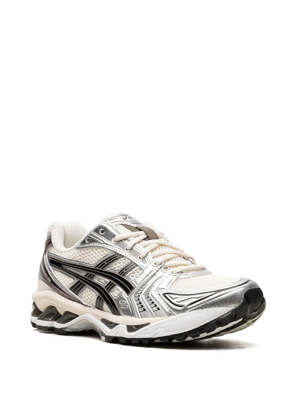 Asics Gel Kayano 14 Unisex White Midnight Sneaker White running shoe with black and gray accents at Volonka.