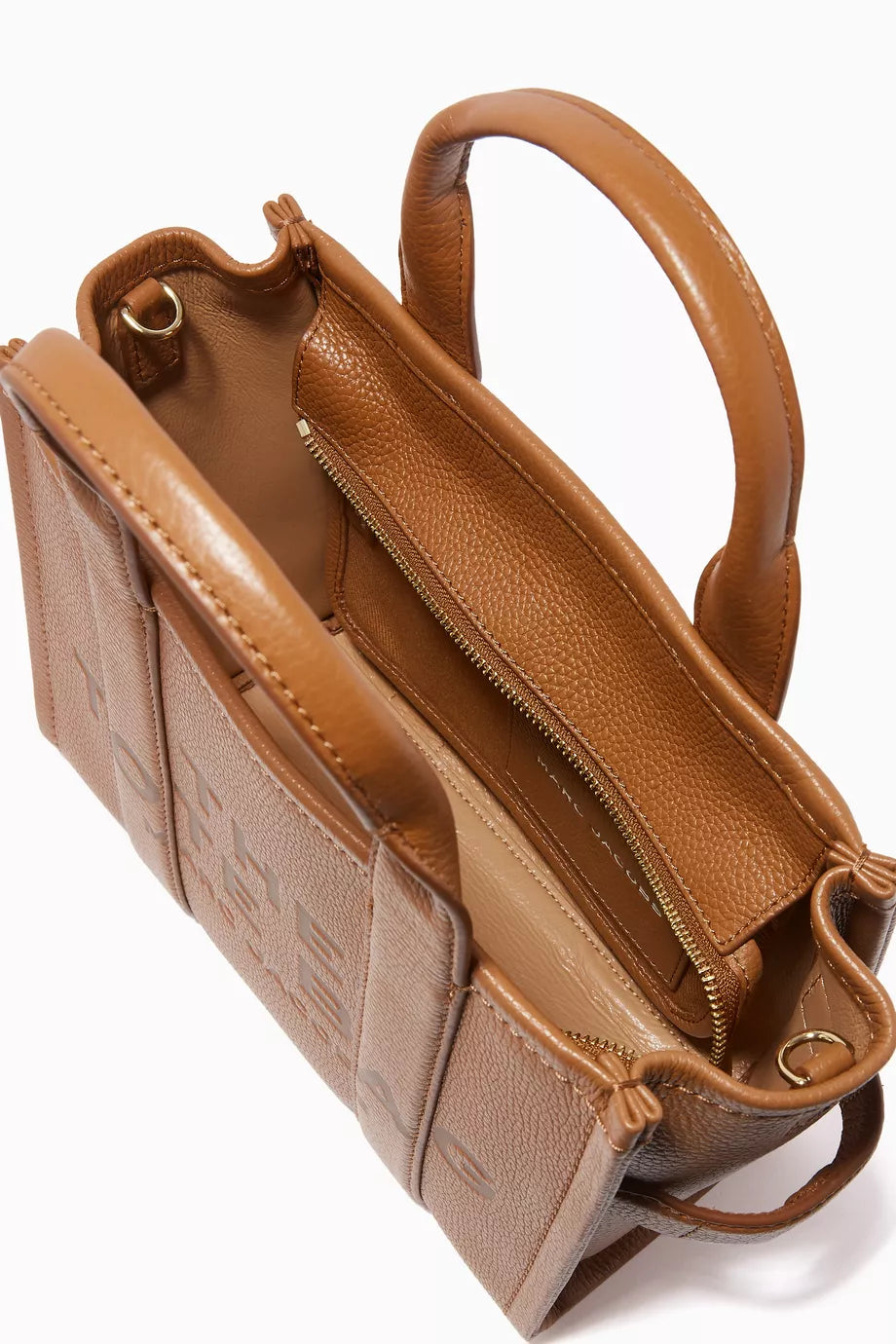 Marc Jacobs Shopper Tote Bag Leather Brown in a stylish brown color with top handles and logo at Volonka.