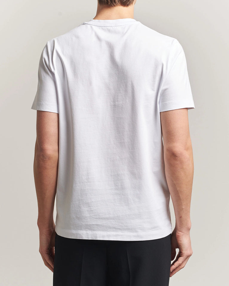 Moncler Men Lettering Logo Tshirt in white featuring a bold logo