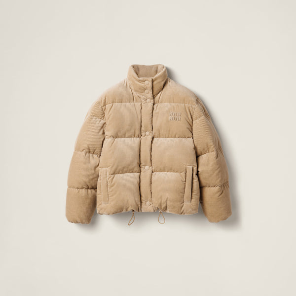MIU MIU Beige Medium Weight Corduroy Puffer Down Jacket