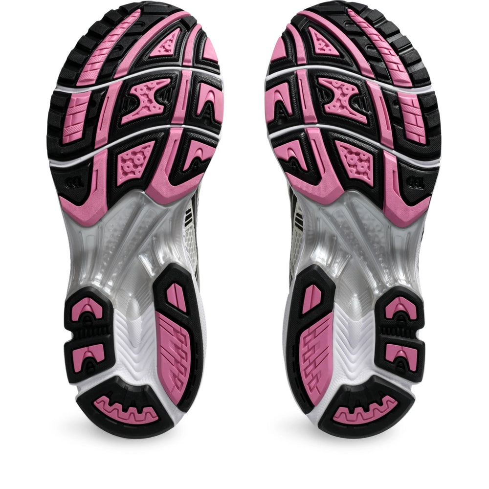 Asics Gel Kayano 14 Sweet Pink running shoes in silver and black with pink accents available for sale. Asics Gel Kayano 14 Sweet Pink running shoes in silver and black with pink accents available for sale.