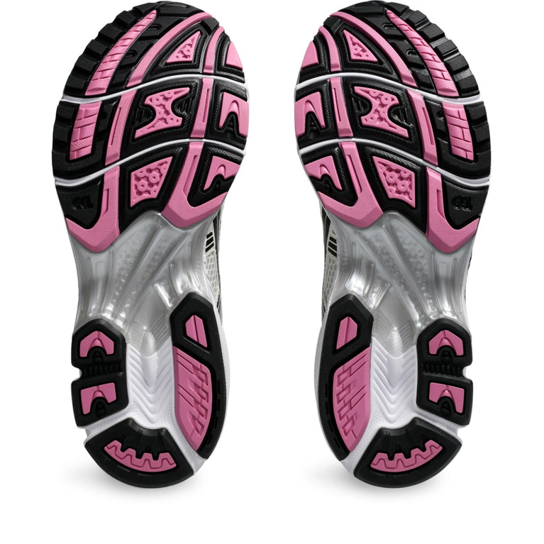Asics Gel Kayano 14 Sweet Pink running shoes in silver and black with pink accents available for sale. Asics Gel Kayano 14 Sweet Pink running shoes in silver and black with pink accents available for sale.