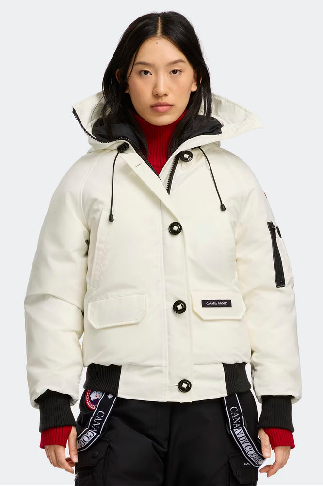 Canada Goose white Chilliwack Bomber Women's Winter Hooded Jacket
