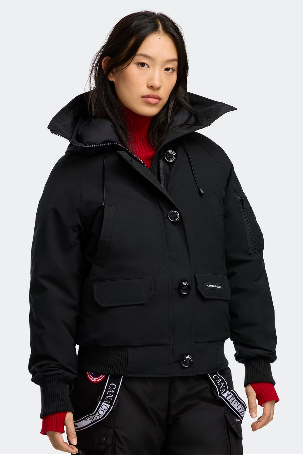 Canada Goose black Chilliwack Bomber Women's Winter Hooded Jacket