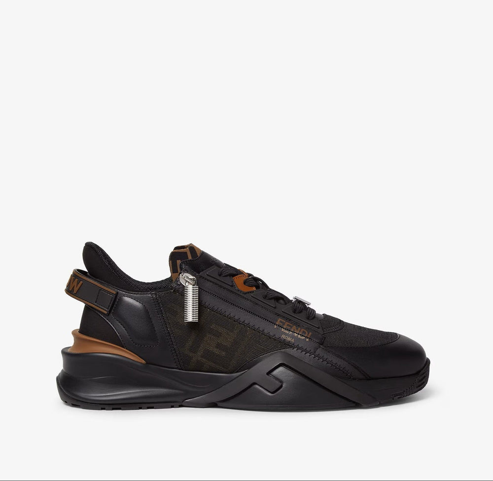 Fendi Flow Low Leather Sneaker Black in a sporty design with contrasting details and a stylish silhouette.