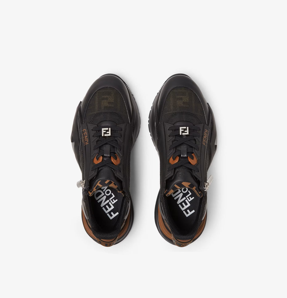 Fendi Flow Low Leather Sneaker Black in a sporty design with contrasting details and a stylish silhouette.