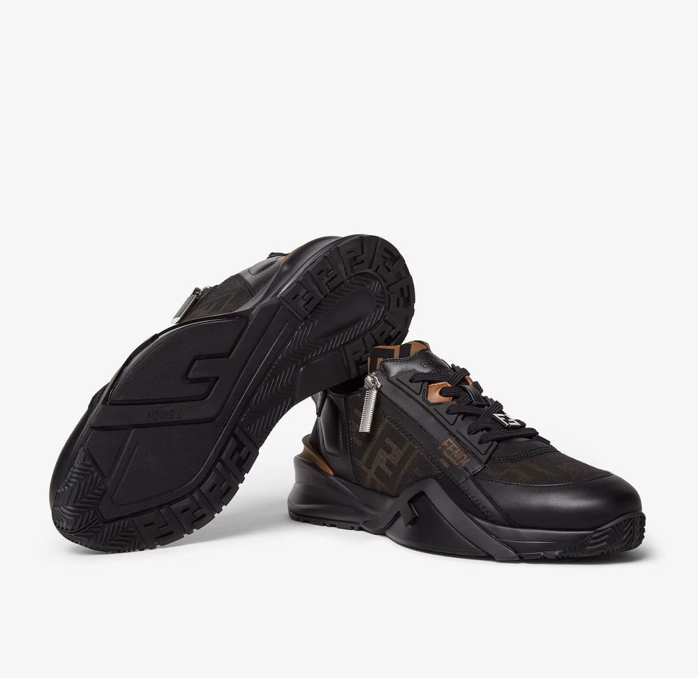 Fendi Flow Low Leather Sneaker Black in a sporty design with contrasting details and a stylish silhouette.