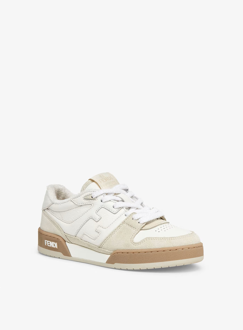 Fendi Sneaker Match Leather White side view showcasing elegant design and comfortable silhouette at Volonka.