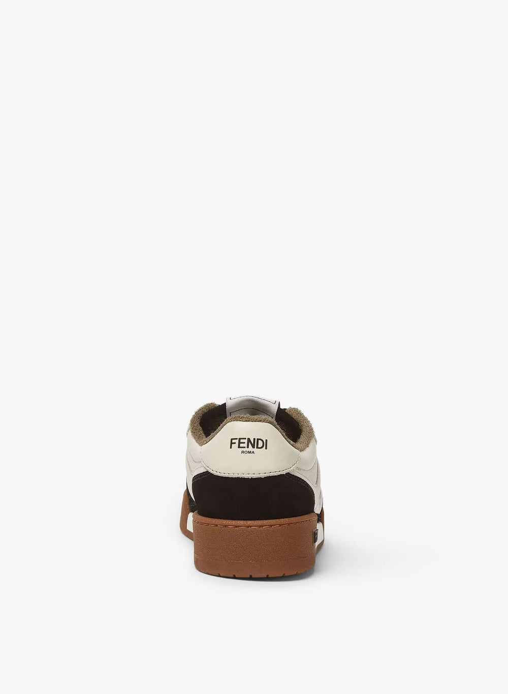 Fendi Sneaker Match Leather Black White side view with black, white, and brown color details on the sole at Volonka.