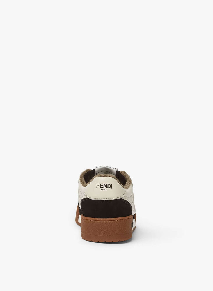 Fendi Sneaker Match Leather Black White side view with black, white, and brown color details on the sole at Volonka.