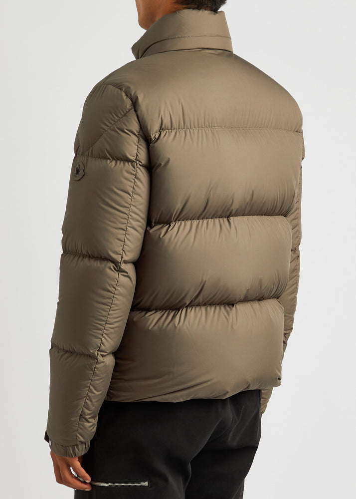 Person wearing a brown puffer jacket , Moncler Men's Besbre Padded Jacket