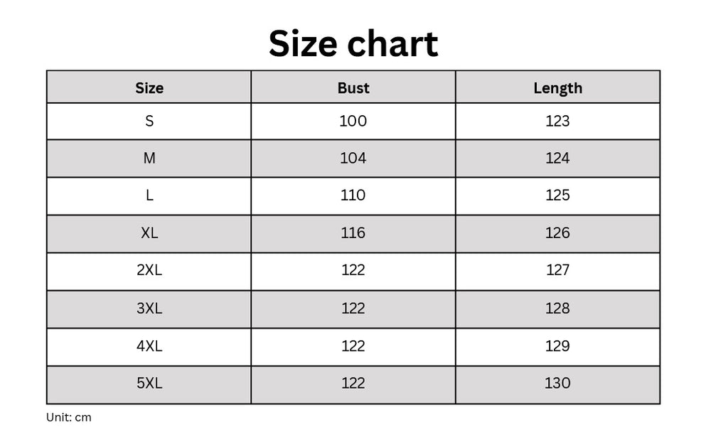 Backless Loose Home Long Dress size chart