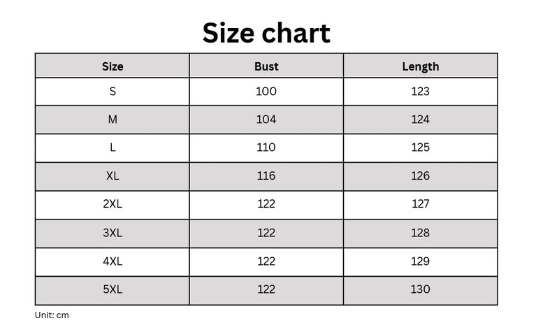 Backless Loose Home Long Dress size chart